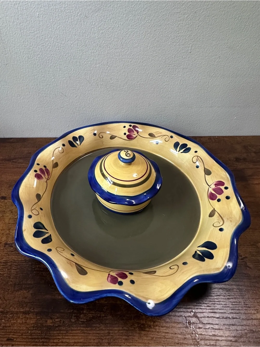 Home & Garden Party Welcome Home Chip & Dip Set Stoneware Platter Bowl Scalloped